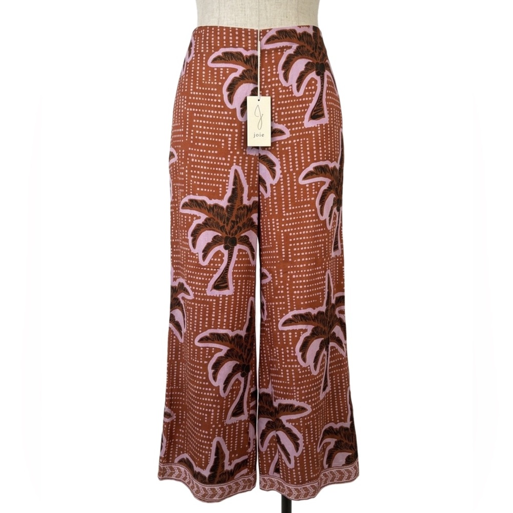 JOIE Tropical Brown and Pink Wide Leg Pants, Size 0.